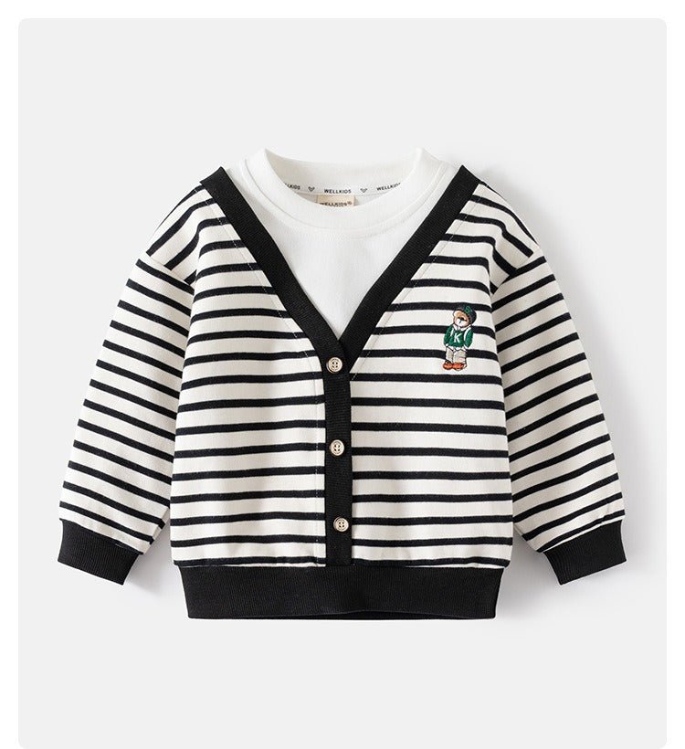 Toddler Boy Striped Snuggles Cardigan 