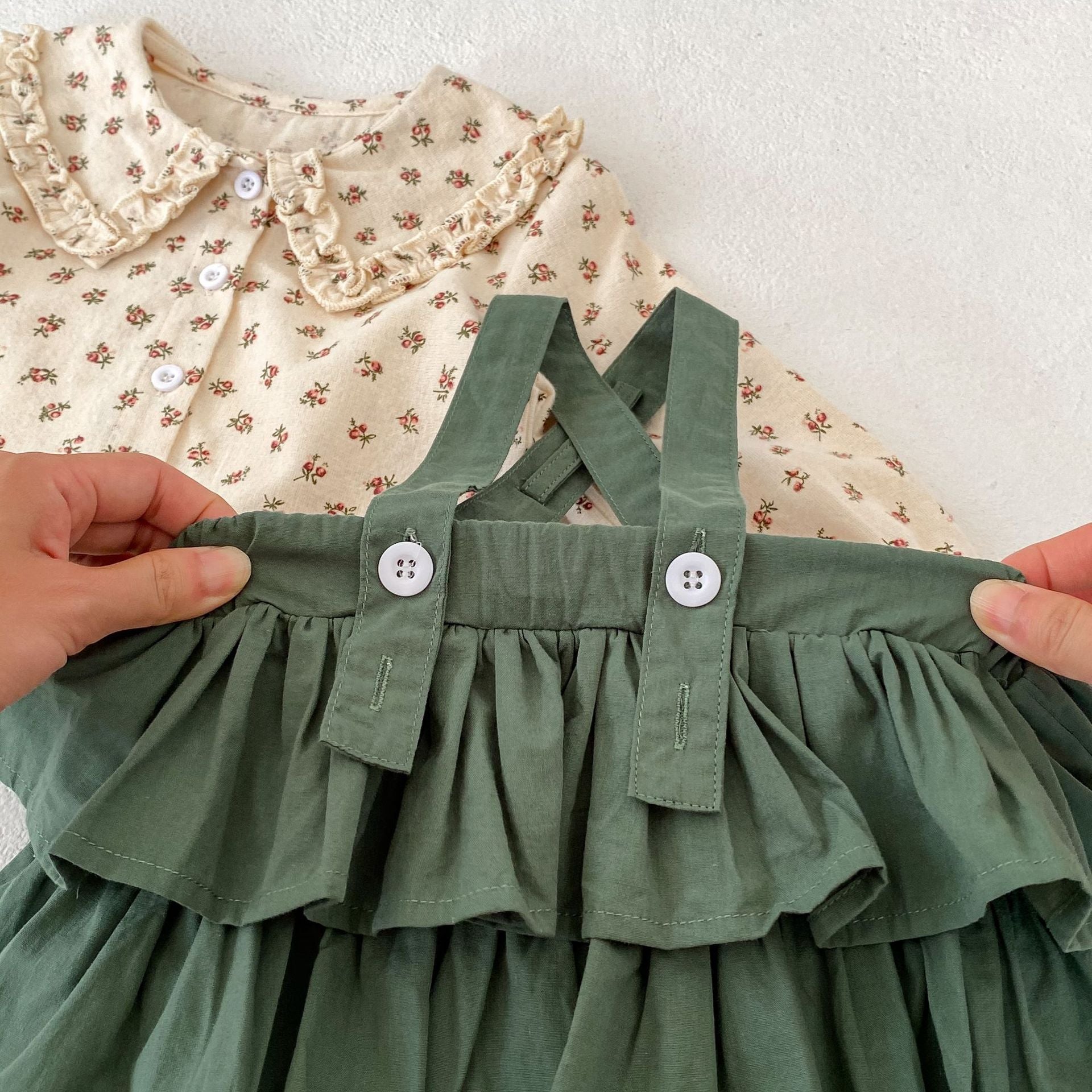 Baby Girl Romper Green Polka Charm
