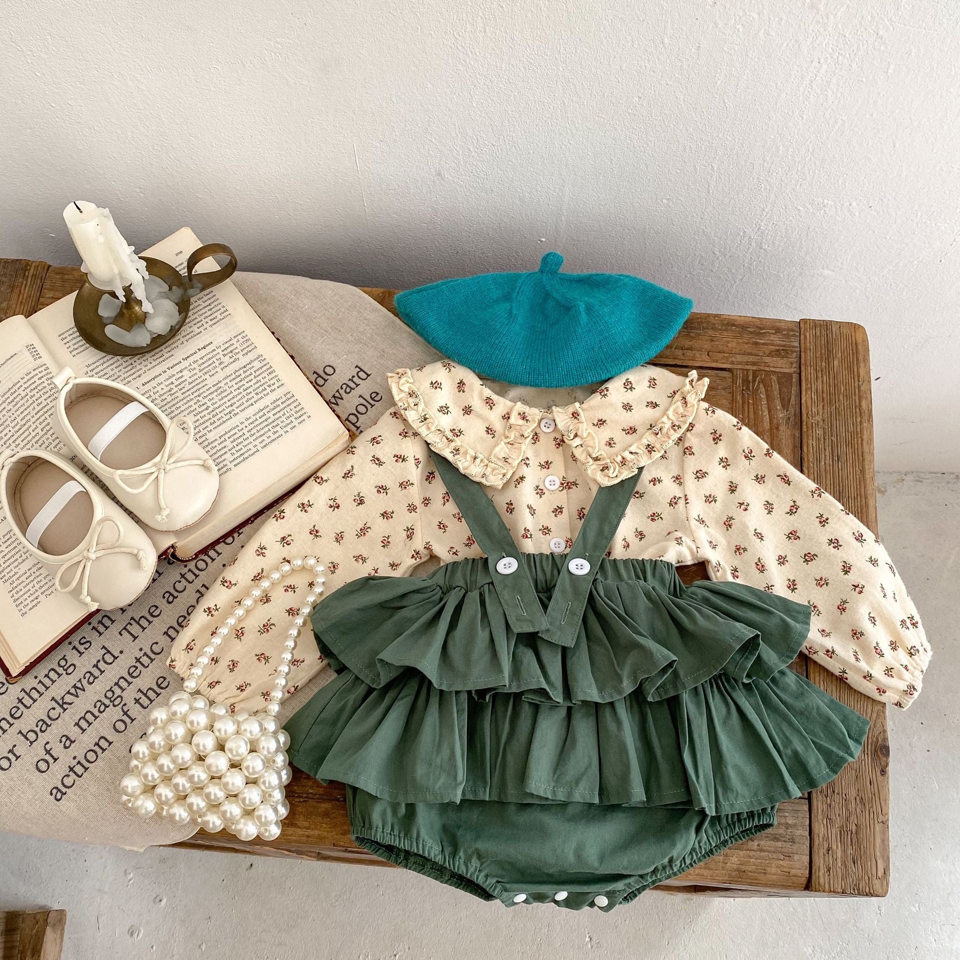 Baby Girl Romper Green Polka Charm