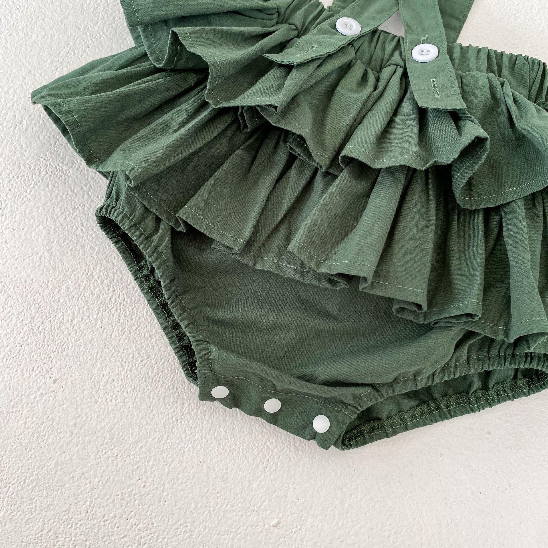 Baby Girl Romper Green Polka Charm